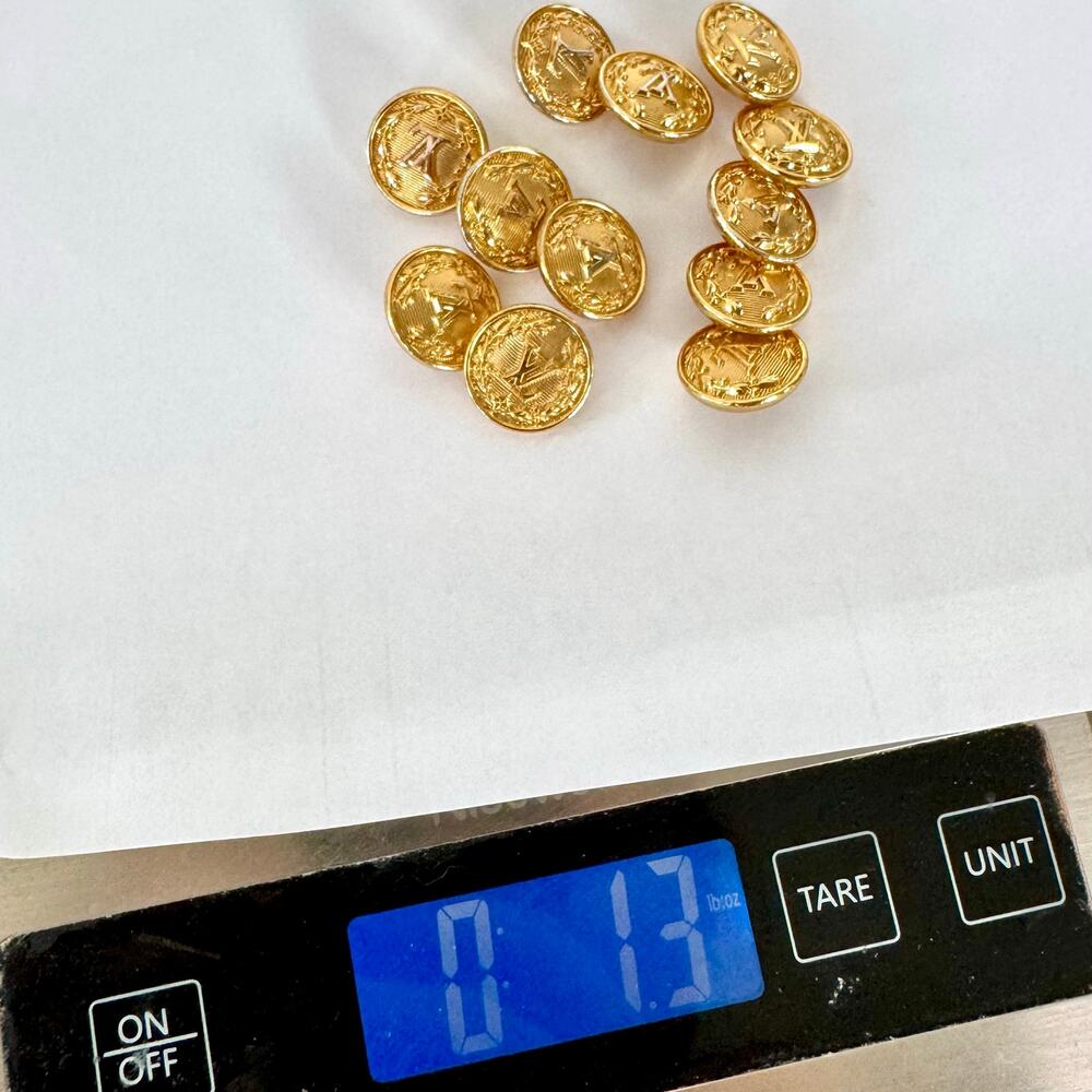 Set of 12 Authentic Louis Vuitton Uniforms Replacement Buttons Gold Tone - Picture 4 of 4